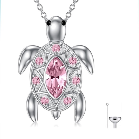 14k 925 Turtle Urn Ashes Necklace - Picture 9 of 13